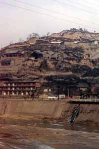 Landschap Yan'an en Yan'an rivier Landschap Yan'an en Yan'an rivier